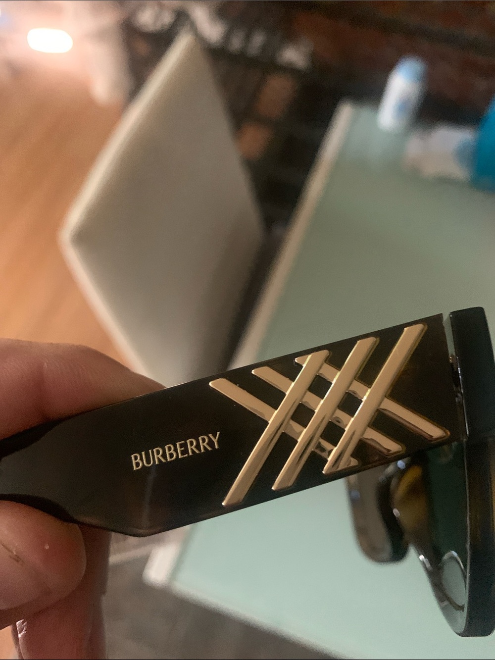 Burberry Black Men's Sunglasses with Gold Accent Plaque